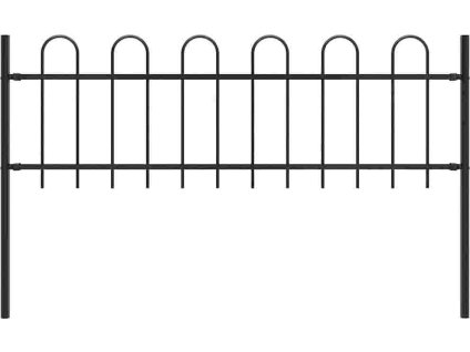 Zahradní plot s obloučky ocelový 1,8 m [144928] (Barva Černá)