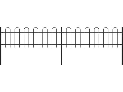 Zahradní plot s obloukem nahoře ocelový 359 x 60 cm [277639] (Barva Černá)