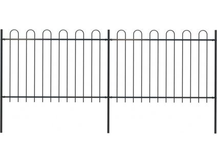Zahradní plot s obloučky ocelový 3,4 x 1,2 m černý [277666]