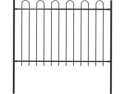 Zahradní plot s obloukem nahoře ocelový 181 x 120 cm [144931] (Barva Černá)