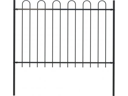 Zahradní plot s obloučky ocelový 1,7 m černý [144931]