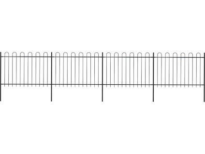 Zahradní plot s obloukem nahoře ocelový 714,5 x 120 cm [277668] (Barva Černá)