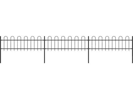 Zahradní plot s obloukem nahoře ocelový 537 x 60 cm [277640] (Barva Černá)
