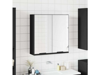 Koupelnová skříňka se zrcadlem černá 64 x 20 x 67 cm kompozit [833560]
