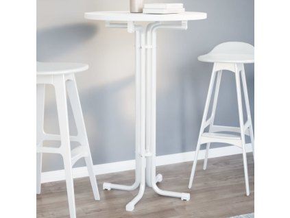 Barový stůl Ø 70 x 110 cm kompozitní dřevo a ocel [4008302] (Barva Bílá)