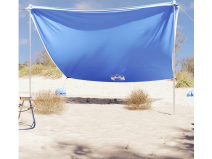 Plážová stříška s pískovými kotvami modrá 304 x 300 cm [4008644]