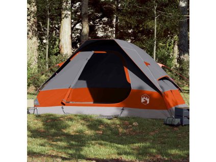 Rodinný stan kopule pro 6 osob nepromokavý [94783] (Barva Šedá a oranžová)