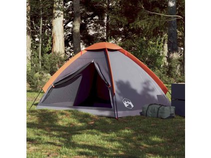 Kempingový stan kopule pro 2 osoby nepromokavý [94761] (Barva Šedá a oranžová)