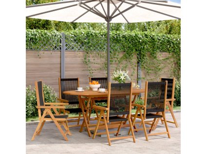 Polohovací zahradní židle 6 ks masivní akáciové dřevo [3214530] (Barva Černá)