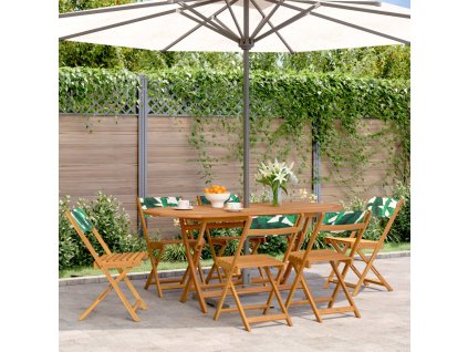 Skládací zahradní židle 6 ks textil a masivní dřevo [3214623] (Barva Vzor listí)