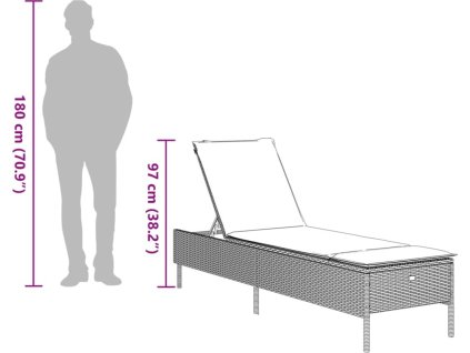 Zahradní lehátko s poduškou polyratan [4002720] (Barva Hnědá)
