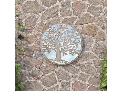 Zahradní zrcadlo 40 x 2,5 cm železo kulaté do exteriéru [318370] (Barva Černá)