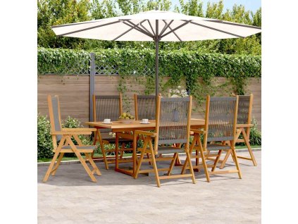 7dílný zahradní jídelní set polypropylen a masivní dřevo [3281734] (Barva Šedá)