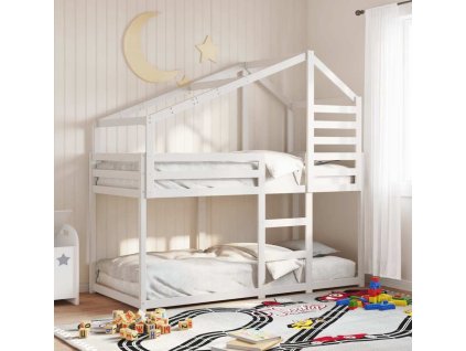 Patrová postel se střechou 90x200 cm borové dřevo [3281971] (Barva Bílá)