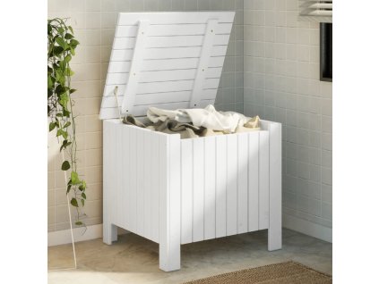 Úložný box s víkem RANA 60x49x54 cm masivní borové dřevo [4002328] (Barva Bílá)