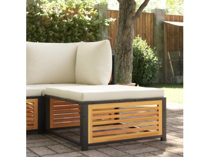 Zahradní stolička s poduškou 68 x 68 x 30 cm masivní akácie [367647] (Barva Krémová)