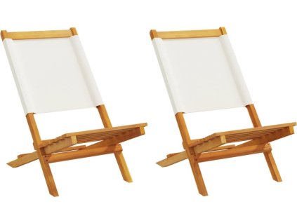 Zahradní židle 2 ks masivní akáciové dřevo a textil [367690] (Barva Krémová)