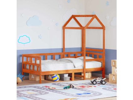 Válenda se střechou 90 x 200 cm masivní borové dřevo [3282235] (Barva Bílá)