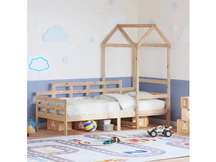 Válenda se střechou 80 x 200 cm masivní borové dřevo [3282302] (Barva Přírodní)