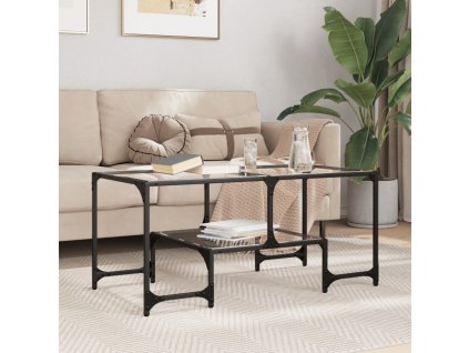 Konferenční stolek skleněná deska 98,5 x 50 x 45 cm ocel [846014] (Barva Transparentní)