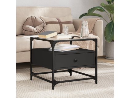 Konferenční stolek skleněná deska 50x50x45 cm ocel [846049] (Barva Černá)