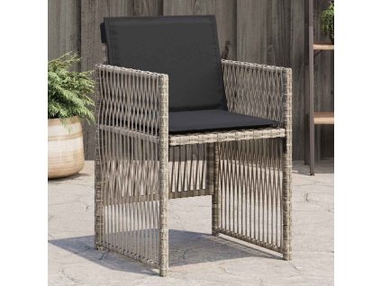 Zahradní židle s poduškami 4 ks polyratan [364971] (Barva Světle šedá)