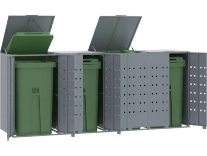 Box na 4 popelnice 276 x 79 x 117 cm ocel [3279989] (Barva Šedá)