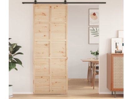 Posuvné dveře 80 x 208 cm masivní borové dřevo [850644] (Barva Přírodní)