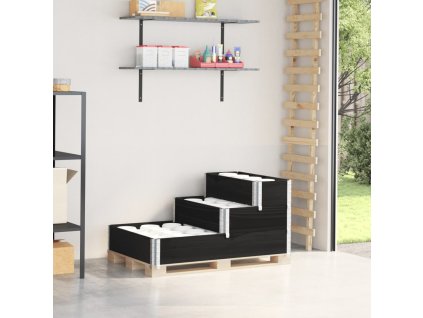 3patrový vyvýšený záhon 120 x 80 cm masivní borové dřevo [4010310] (Barva Černá)