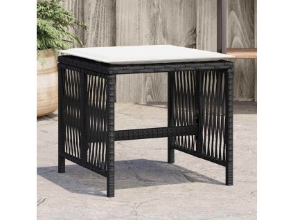 Zahradní stoličky s poduškami 4 ks 41x41x36 cm polyratan [365055] (Barva Černá a krémová)