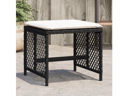 Zahradní stoličky s poduškami 4 ks 41x41x36 cm polyratan [365048] (Barva Černá a krémová)