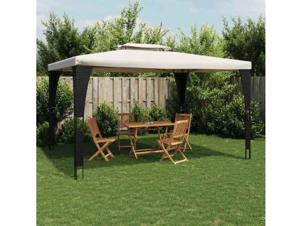 Altán s dvojitou střechou 3,98 x 2,98 m ocel [368442] (Barva Krémová)