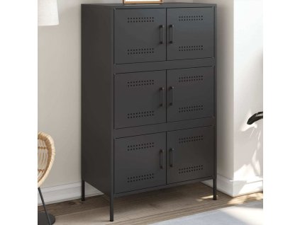 Skříň highboard olivově 68 x 39 x 113 cm ocel [842959] (Barva Růžová)