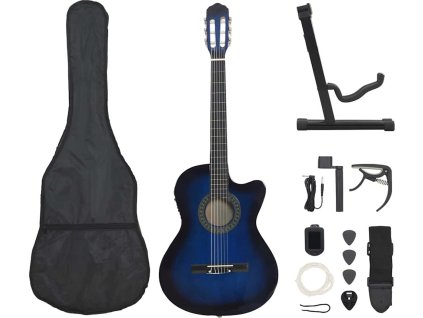 12dílný set folková kytara s ekvalizérem a 6 strunami [70137] (Barva Světle hnědá)