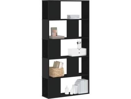 Knihovna 5patrová 80,5x23,5x162,5 cm kompozitní dřevo [852772] (Barva Černá)