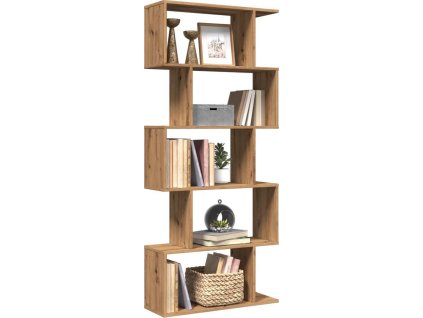 Knihovna/dělící stěna 5patrová 70 x 24 x 161 cm kompozit [858101] (Barva dub artisan)