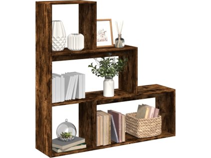 Knihovna/dělící stěna 3patrová 123x29x123 cm [857989] (Barva Kouřový dub)