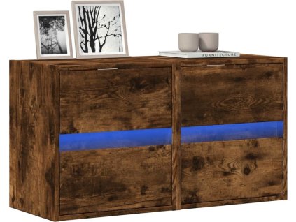 Nástěnné TV skříňky s LED osvětlením 2 ks 41x31x45 cm [852280] (Barva Kouřový dub)