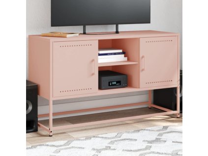 TV skříňka olivově 100,5 x 39 x 60,5 cm ocel [846513] (Barva Růžová)
