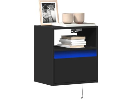 Nástěnné TV skříňky s LED 2 ks 41 x 31 x 45 cm [852316] (Barva Černá)