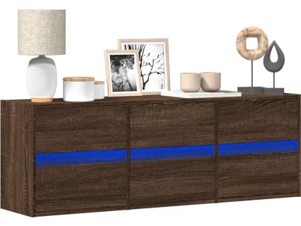 Nástěnná TV skříňka s LED osvětlením 130 x 31 x 45 cm [852305] (Barva Hnědý dub)