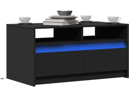 Konferenční stolek s LED světly kompozitní dřevo [851992] (Barva Černá)
