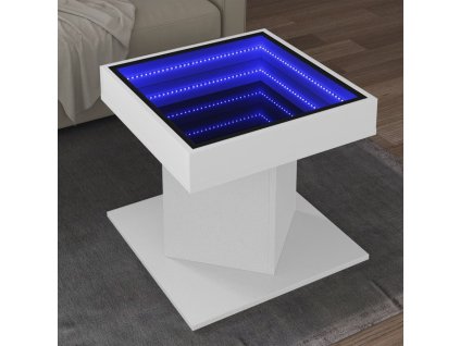 Konferenční stolek s LED 50 x 50 x 45 cm kompozit [847560] (Barva Bílá)