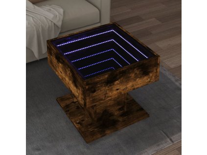 Konferenční stolek s LED 50 x 50 x 45 cm kompozitní dřevo [847529] (Barva Kouřový dub)