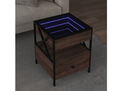 Noční stolek s Infinity LED 40 x 40 x 51 cm [847721] (Barva Hnědý dub)