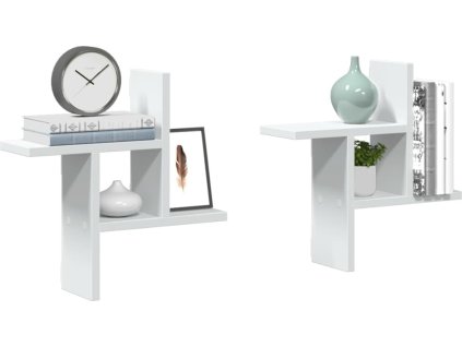 Nástěnné police 2 ks 38 x 12 x 38 cm kompozitní dřevo [853245] (Barva Bílá)