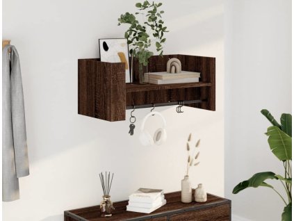 Nástěnná police 70,5x35x30,5 cm kompozitní dřevo [848457] (Barva Hnědý dub)