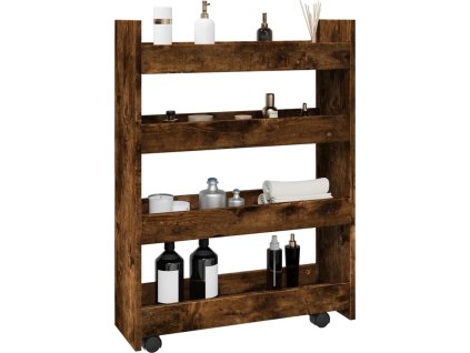 Úzký úložný vozík se 4 patry, , z umělého dřeva [855263] (Barva Kouřový dub)