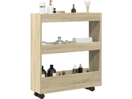 Úzký úložný vozík 3patrový kompozitní dřevo [855243] (Barva dub sonoma)