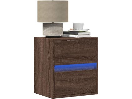 Nástěnné noční stolky s LED osvětlením 2 ks [3307974] (Barva Hnědý dub)